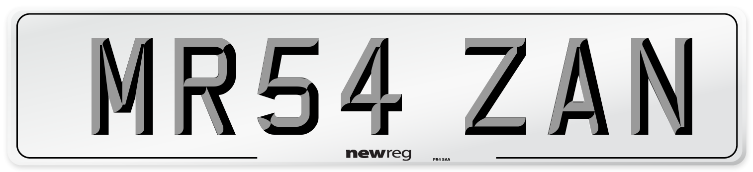 MR54 ZAN Number Plate from New Reg